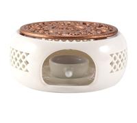 Pqahffowr Ceramica Base de soporte de calentador de té con base de aislamiento de té y café, calentador de agua, vela de base de calefacción, utensilios de té