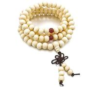 Pqahffowr - Collar de oración con forma de perla, budista tibetano, 8 mm, pulsera de perlas de madera, 108 unidades de perlas budistas para mujeres y mujeres -