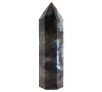 Pqahffowr Columna de Cristal de Piedra Lunar Labradorita Natural Cuarzo Columna de Cristal Punto de Varita Piedra Curativa DecoracióN del Hogar 7-8Cm