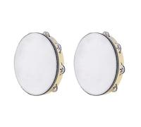 Pqahffowr Instrumento Musical Educativo de PercusióN de Jingle de Metal de Pandereta de Mano de 10 Pulgadas para Juegos de KTV Party Kids (2 Piezas)