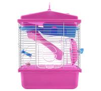Pqahffowr - Jaula para animales de compañía, hámster chalet con tragaluz transparente de doble capa para hámster dorado hámster rosa para mascotas