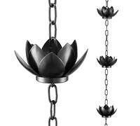 Pqahffowr - Juego de cadenas de lluvia, cadena de lluvia chapada en cobre, 4 patas para canalones con adaptador, copas de cadena de lluvia Lotus para reemplazar la manguera del canalón