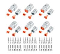 Pqahffowr - Juego de conectores Deutsch DTP de 72 piezas, conectores automotrices impermeables de , 6 juegos con medidor de contactos estampados de tamaño 12