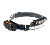 Pqahffowr - Juego de lámpara frontal súper de alto brillo con sensor de movimiento y luz roja 3 + 3 modos auriculares LED ABS + PC para adultos