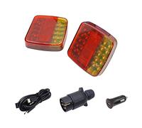 Pqahffowr Kit de luces de remolque sin para camión de remolque, lámpara de remolque LED recargable con magnético para remolque de barco RV