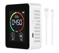 Pqahffowr Medidor de temperatura y humedad, Monitor de calidad del aire, Determinador de CO2, Determinador digital de dióxido de contaminación del aire 3 en 1 A