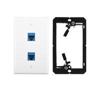 Pqahffowr - Placa de pared Ethernet con soporte de baja tensión, conector de pared de cable Ethernet Cat6 de una pandilla, 2 puertos
