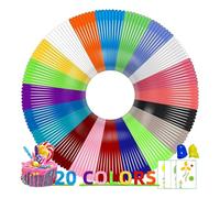 Pqahffowr - Recambio de filamento de bolígrafo PLA 3 D 20 colores, filamento de bolígrafo 3 D de 1,75 mm, cada color 16,4 pies, total de 328 pies, compatible con MYNT3 D 3 DP Ens