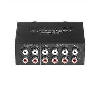 Pqahffowr Selector de conmutación de audio estéreo bidireccional de 4 vías, 2 entradas a 4 salidas o 4 entradas a 2 salidas. Interruptor de canal de audio L/R con conector Jack.