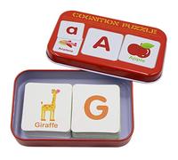 Pqahffowr Tarjetas Flash Anti Lágrima Tarjetas De Rompecabezas De Aprendizaje del Alfabeto, De Aprendizaje Educativo Temprano Cognitivo Caja De Almacenamiento Mental Alfabeto
