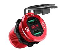 Pqahffowr - Toma de carga USB 3.0, encendedor impermeable doble toma de coche USB / 12 V/24 V con voltímetro LED