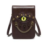 PQCHAOQ Steampunk - Bolso cruzado retro con diseño de ojo de diablo malvado, vintage, de piel sintética, riñonera, para mujeres y hombres, Halloween, 04-marrón oscuro, Talla única