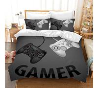 PQCXXA Juego de Ropa de Cama para niños, Videojuegos con Mando de Consola de Juegos, 135 x 200 cm Funda nórdica de Gamer con Cremallera y 2 Fundas de Almohada de 50 x 75 cm