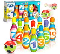 PQETBV 12 PCS Juego de Bolos para Niños, Juegos Exterior Niños Bolos para Niños, Bolos Infantiles Montessori, Bowling Set Regalos Educativos para 3 4 5 6 7 8 Años Cumpleaños Navidad