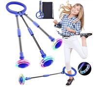 PQETBV Bola de Salto de Tobillo, Plegable Anillo de Salto Intermitente, LED Saltar Bola para Niños, Equipo de Juguete de Fitness para niños, Juego de Rebote al Aire Libre Unisex (Azul)