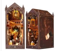 PQETBV Book Nook Kit - Rompecabezas de Madera 3D Booknok, DIY Book Nook Kits con Cubierta Antipolvo y Luz LED, Booknook Maquetas para Adultos para Construir