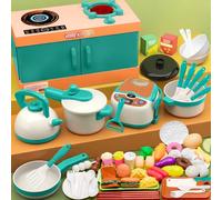 PQETBV Cocina Juguete, 72 Piezas Comida Juguete Cocinita con Ollas y Sartenes, Juego de Juguetes de Cocina, Juego de rol Cocina Juguete, Juguetes Montessori Educativos Niños 3 4 Años