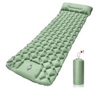 PQETBV Colchoneta Autoinflable para Dormir para Acampar, Utraligero Esterilla Inflable Portatíl Colchón Individual, concon Bomba de Pie para Camping, Exteriores, Viaje(Verde)