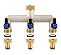 PQETBV Distribuidor de Jardín de 3 Vías, Grifo Manguera Distribuidor de Jardín, Adaptador Grifo Manguera Jardin Divisor Manguera, Regulador de Flujo y Bloqueable