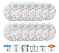 PQETBV Filtro fuente de agua gato 12 piezas, filtro redondo de repuesto/gato 2L y 2,5L/67oz y 84 oz con carbón activado y resina conTriple Filtración