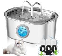 PQETBV Fuente para Gatos Acero Inoxidable, 3,2L Dispensador Agua Gatos Totalmente Automático, Bebedero Gatos Silenciosa con 3 Filtros, Apto para Gatos, Perros y Mascotas