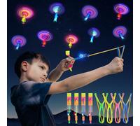 PQETBV Helicóptero Volador Juguete, 15 Piezas LED Juguete Tirachinas Luminosos, Juguete Volador Luminoso para Niños, Juguete Aire Libre Niños Fiesta de Cumpleaños Regalo