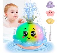 PQETBV Juguete de Baño para Bebés, Juguete de Baño Luminoso con 3 Colores de Luz Led, Pulpo InduccióN AutomáTico Chorro De Agua Spray Juego de Piscina Regalos para Bebe 1 Año