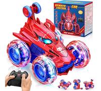 PQETBV Mini Coche Teledirigido Ninos 3 4 5 6 7 Años, Spider Coche RC Monster Truck Juguete 360 Grados de Rotación Remote Control Car Juguete Infantil Regalo Cumpleaños Navidad Juegos(Rojo)