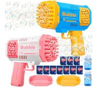 PQETBV Pistola de Burbujas para Niños, Automática Máquina de Burbujas de Jabón 10000+ Pompas/Min, Máquina Automática de Burbujas Silencioso con Luces para Fiestas Verano Al Aire Libre Regalo Boda