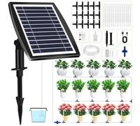 PQETBV Riego por Goteo Automático Energía Solar,Kit Riego por Goteo con 15 Micro Cabezales de Goteo,Solar Sistema de Riego Automatico para Vacaciones Terrazas de Balcones Invernaderos Macetas Plantas