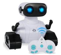 PQETBV Robot de Juguete Recargable para Niños con Ojos LED y Música para 3-8 Años (Blanco)