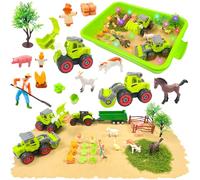 PQKL-party Farm Sand Play Set, Sand Box Toys Set, w/1 KG Play Sand, Farm Toy Figures and Tractor Truck Playset, Juego de Arena cinética de Granja