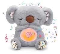 PQKL-Party Koala Que Respira Para Dormir - Peluche Con Música y Luces - Nutria Bebé - Regalos de Cumpleaños Para Niñas y Niños (Gris)