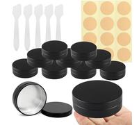 PQPAUTY 10 Piezas Negro Tarros de Aluminio 100 ml con Tapa Deslizante - Lata Aluminio Redonda D80mm x H28mm - Botes Metálicos Pequeños para Cosmética, Velas DIY, Almacenamiento y Viaje