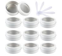 PQPAUTY 10 Piezas Redonda 60ml Blanco Vacío Tarros de Aluminio con Tapa Rosca Ventana para Cosmeticos, Latita de Aluminio con Tapa Envases Aluminio Cosmética Velas