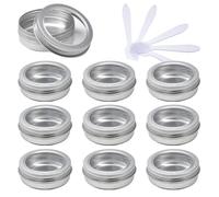 PQPAUTY 10 Piezas Redonda 60ml Plata Vacío Tarros de Aluminio con Tapa Rosca Ventana para Cosmeticos, Latita de Aluminio con Tapa Envases Aluminio Cosmética Velas