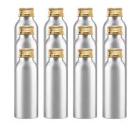 PQPAUTY 12 Piezas Plata 100 ml Botella de Aluminio con Tapón Rosca de Aluminio Oro Envase Cosmético Metálico para Champú, Loción Gel Aceite Esencial Hoteles Viaje