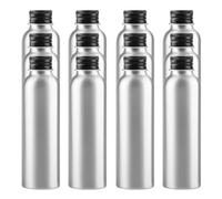 PQPAUTY 12 Piezas Plata 120 ml Botella de Aluminio con Tapón Rosca de Aluminio Negro Envase Cosmético Metálico para Champú, Loción Gel Aceite Esencial Hoteles Viaje