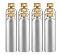 PQPAUTY 12 Piezas Plata 120 ml Botella de Aluminio con Tapón Rosca de Aluminio Oro Envase Cosmético Metálico para Champú, Loción Gel Aceite Esencial Hoteles Viaje