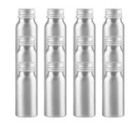 PQPAUTY 12 Piezas Plata 30 ml Botella de Aluminio con Tapón Rosca de Aluminio Plata Envase Cosmético Metálico para Champú, Loción Gel Aceite Esencial Hoteles Viaje