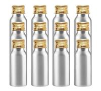 PQPAUTY 12 Piezas Plata 50 ml Botella de Aluminio con Tapón Rosca de Aluminio Oro Envase Cosmético Metálico para Champú, Loción Gel Aceite Esencial Hoteles Viaje