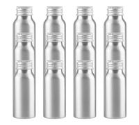 PQPAUTY 12 Piezas Plata 50 ml Botella de Aluminio con Tapón Rosca de Aluminio Plata Envase Cosmético Metálico para Champú, Loción Gel Aceite Esencial Hoteles Viaje