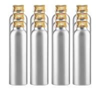 PQPAUTY 24 Piezas Plata 120 ml Botella de Aluminio con Tapón Rosca de Aluminio Oro Envase Cosmético Metálico para Champú, Loción Gel Aceite Esencial Hoteles Viaje