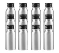 PQPAUTY 24 Piezas Plata 30 ml Botella de Aluminio con Tapón Rosca de Aluminio Negro Envase Cosmético Metálico para Champú, Loción Gel Aceite Esencial Hoteles Viaje