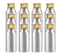 PQPAUTY 24 Piezas Plata 50 ml Botella de Aluminio con Tapón Rosca de Aluminio Oro Envase Cosmético Metálico para Champú, Loción Gel Aceite Esencial Hoteles Viaje