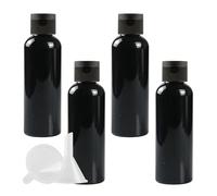 PQPAUTY 4 Piezas 100ml Recargable Negro de plástico Botellas con Tapa Abatible Negro Botellas para lociones como cremas hidratantes jabones champús geles líquidos