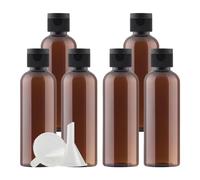 PQPAUTY 6 Piezas 100ml Recargable Marrón de plástico Botellas con Tapa Abatible Negro Botellas para lociones como cremas hidratantes jabones champús geles líquidos