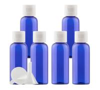 PQPAUTY 6 Piezas 50ml Recargable Azul de plástico Botellas con Tapa Abatible Blanco Botellas para lociones como cremas hidratantes jabones champús geles líquidos