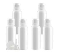 PQPAUTY 6 Piezas 50ml Recargable Blanco de plástico Botellas con Tapa Abatible Blanco Botellas para lociones como cremas hidratantes jabones champús geles líquidos