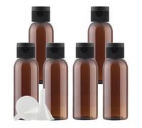 PQPAUTY 6 Piezas 50ml Recargable Marrón de plástico Botellas con Tapa Abatible Negro Botellas para lociones como cremas hidratantes jabones champús geles líquidos
